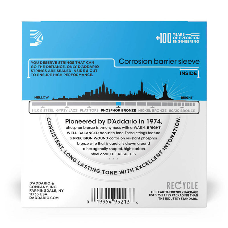 D'Addario EJ16-10P Phosphore Bronze Acoustic Guitar Strings Light - 10 ensembles