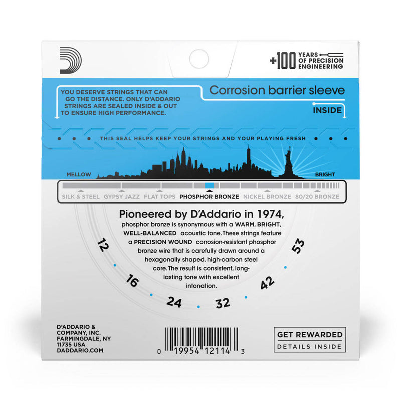 D'Addario EJ16 Phosphor Bronze LIGHT 12-53