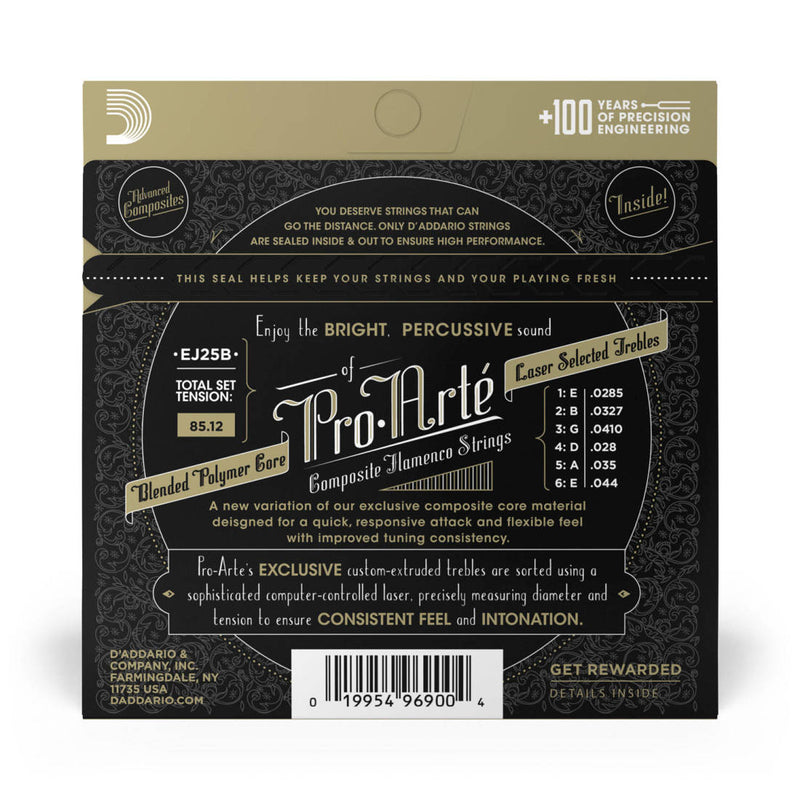 D'Addario EJ25B Pro-Arte Black Nylon Composite Flamenco Guitar Strings