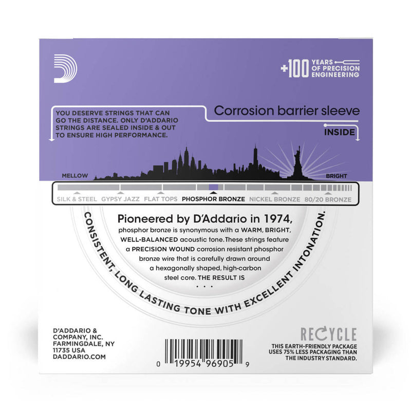D'Addario EJ26-10P Phosphor Bronze Acoustic Guitar Strings Custom Light 11-52 - 10 Sets