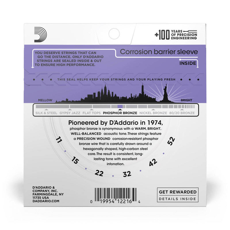 D'Addario EJ26 Phosphor Bronze CUSTOM LIGHT 11-52