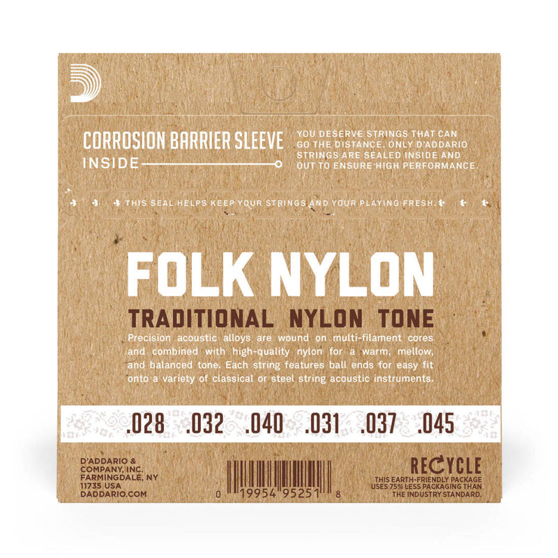 D'Addario EJ33 Folk Nylon 80/20 Bronze/Clear Nylon