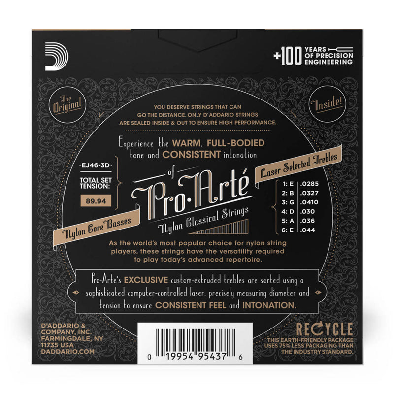D'Addario EJ46-3D - Pro Arte Silver/Clear/Hard - 3 Pack