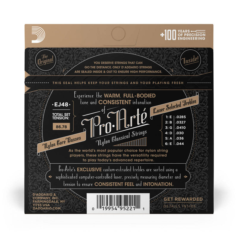 D'Addario EJ48 EJ Pro Arte Nylon Classical Guitar Strings Hard 80/20 28.5-44