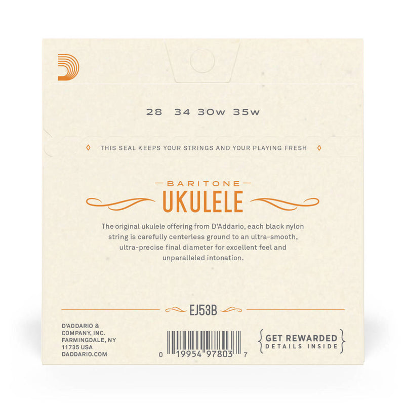 D'Addario EJ53B Baritone Black Nylon Ukulele Strings