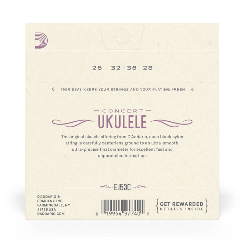 D'Addario EJ53C Pro-Arte Black Nylon Hawaiian / Concert Ukulele Strings