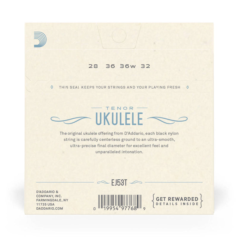 D'Addario EJ53T Black Nylon Tenor Ukulele Strings