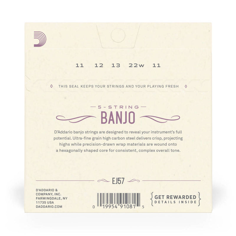 D'Addario EJ57 Nickel 5 cordes Custom Medium