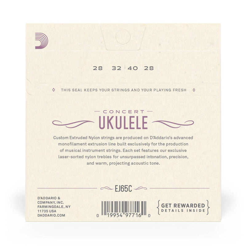 D'Addario EJ65C Pro-Arte Clear Nylon Ukulele Strings, Concert
