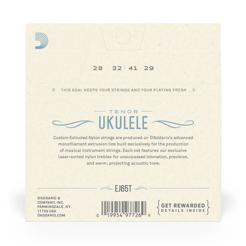 D'Addario EJ65t Pro-Arte Clear Nylon Ukulele Strings, ténor