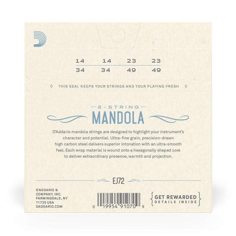 D'Addario Phosphor Bronze Mandola Strings EJ72 Light