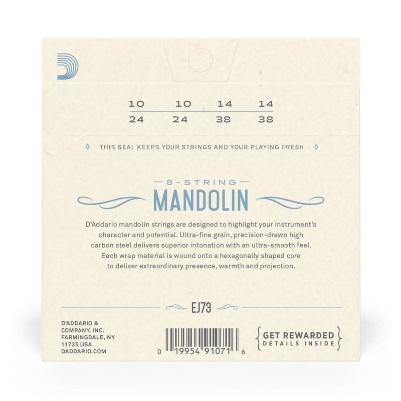 D'Addario EJ73 Mandoline Phosphor Bronze Light 10-38