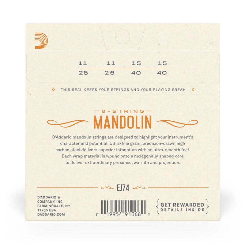 D'Addario EJ74 Mandoline Phosphor Bronze Medium 11-40