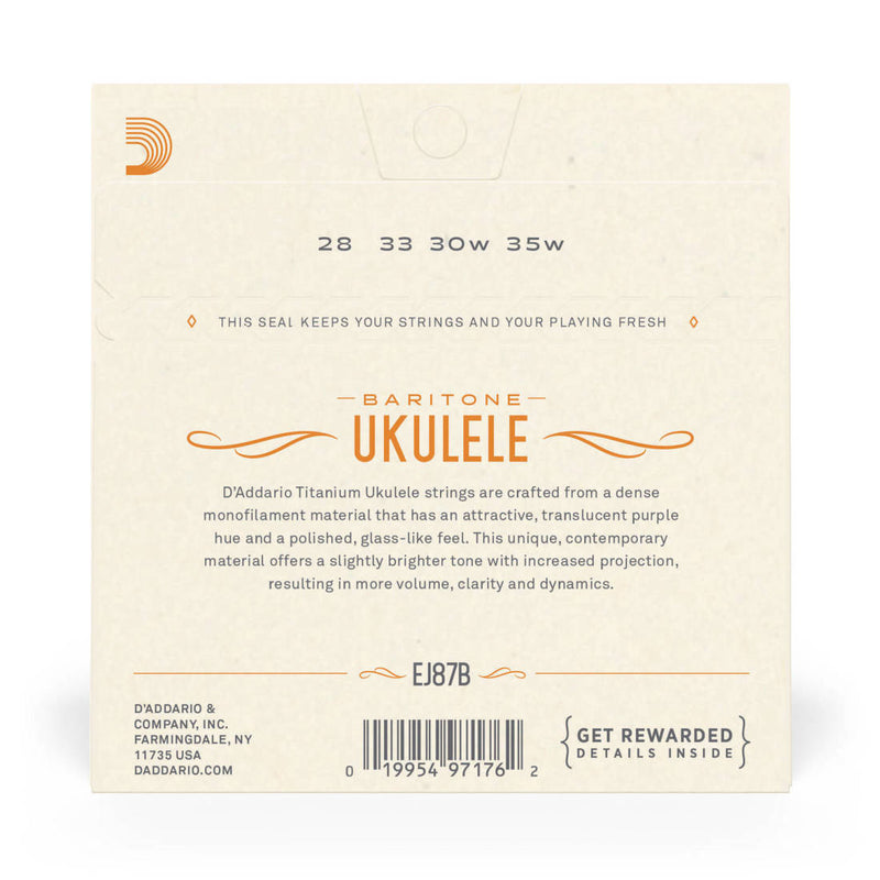 D'Addario EJ87B T2 Titanium Ukulele Strings Baritone