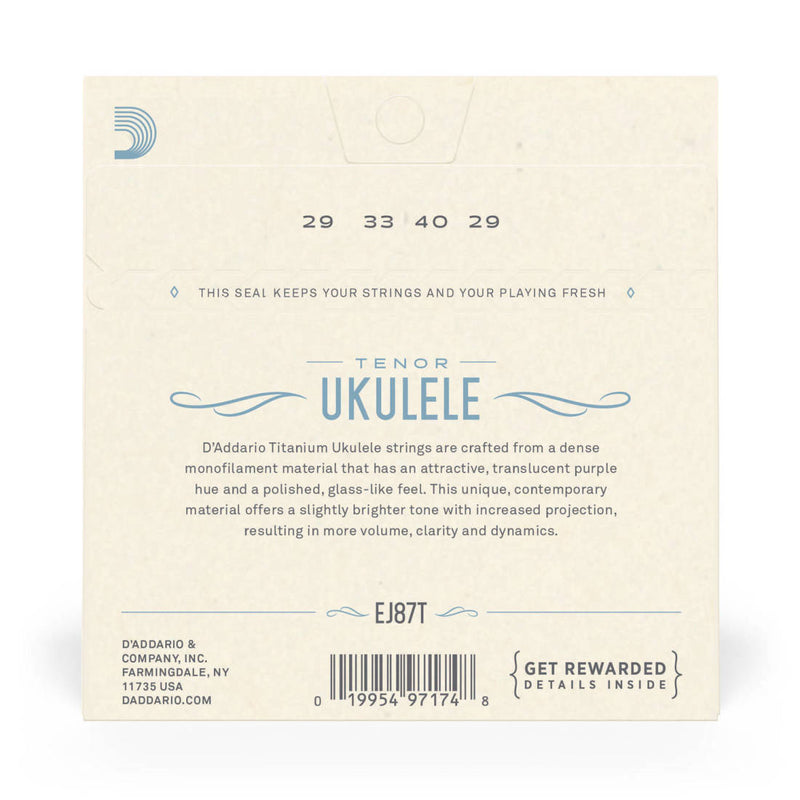 D'Addario EJ87t Tenor Ukulele Titanium String Set