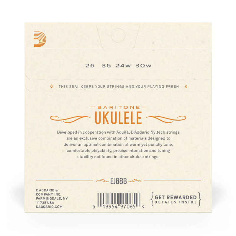 D'Addario EJ88B Baritone Ukuléle Nyltech Set Set