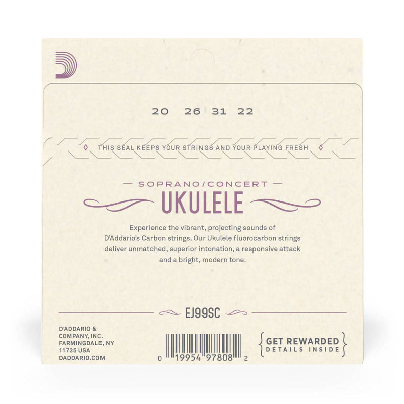D'Addario EJ99SC Pro-Arte Carbon Soprano / Concert Ukulele String Set