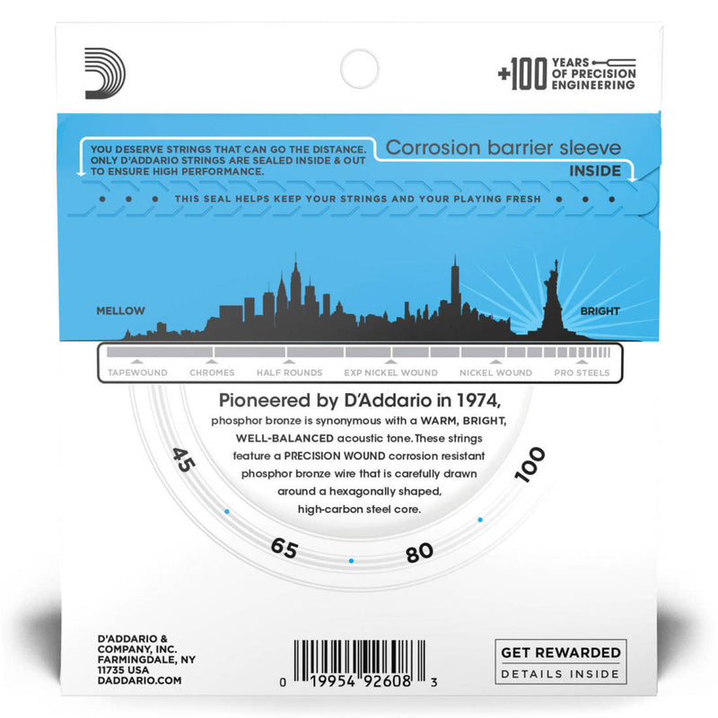 D'Addario EPBB170 Phosphore Bronze Acoustique Longue Échelle 45-100