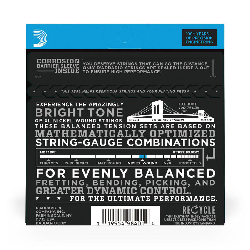 D'Addario EXL110BT Nickel Wound Balanced Tension Electric Guitar Strings 10 to 46
