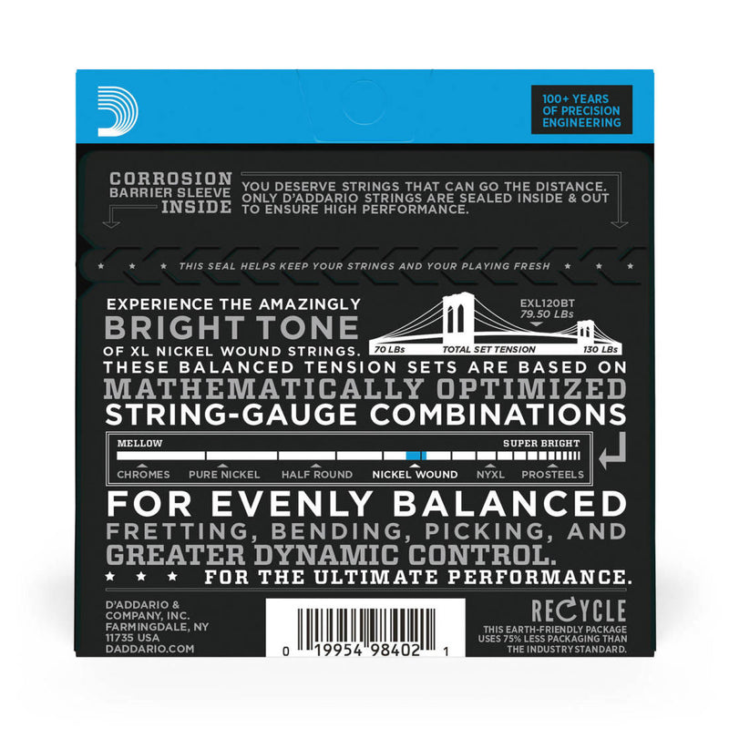 D'Addario EXL115BT EXL Nickel Round Wound Electric Guitar Strings Balanced Blues Jazz Rock 11-50