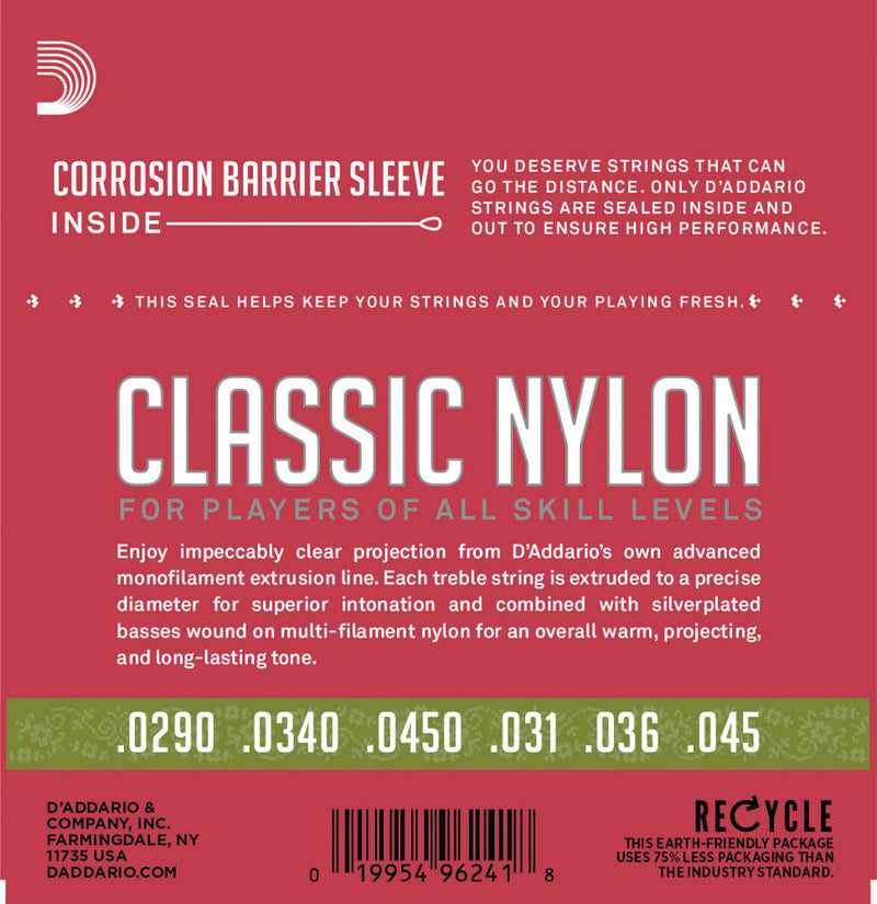 D'Addario EJ27N 1/2 Student Nylon Fractional Classical Guitar Strings Normal Tension
