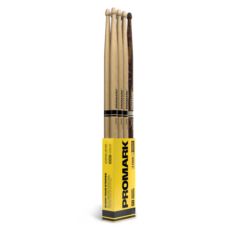 Pro-Mark RBH595AW-4PFG Baguettes en hickory 5B laquées à rebond - Paquet de 4