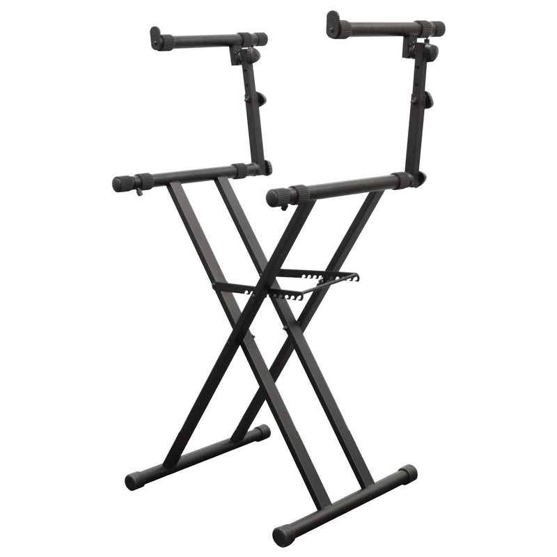 Odyssey LTBXS2 - Support en X noir robuste à deux niveaux pour cercueils de DJ et étuis de contrôleur