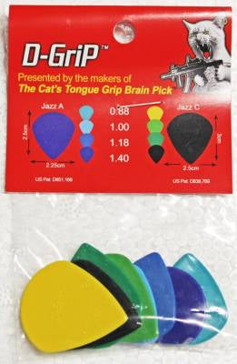 Cat's Tongue J-CTDGVP/8 D-Grip Jazz Pick Variety Pack - 8 Pack