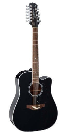 Takamine GD38CE-BLK Dreadnought Solid Spruce Top / acajou électrique acoustique à 12 cordes avec Gigbag (noir)