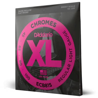 D'Addario ECB81S Chromes Flat Wound SHORT SCALE 45-100