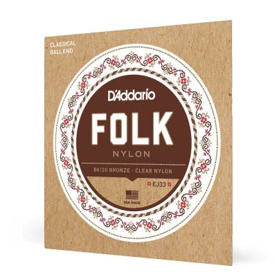 D'Addario EJ33 Folk Nylon 80/20 Bronze/Clear Nylon