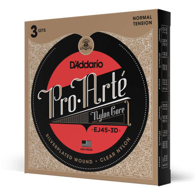 D'Addario EJ45-3D Pro Arte Silver/Clear/Normal - 3 Pack