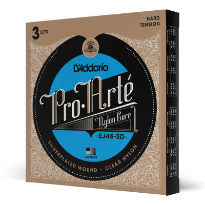 D'Addario EJ46-3D - Pro Arte Silver/Clear/Hard - 3 Pack