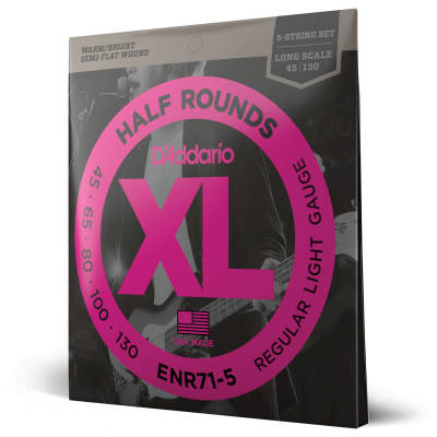 D'Addario ENR71-5 XL cordes demi-rondes pour guitare basse 5 cordes