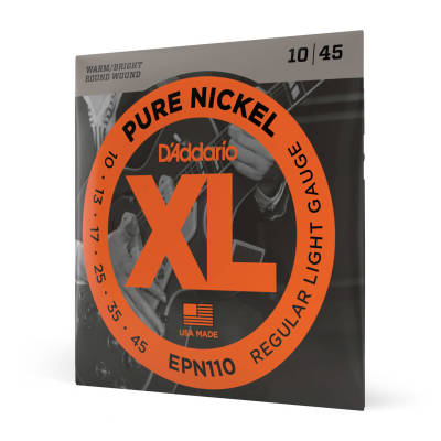 D'Addario EPN110 EPN cordes de guitare électrique à enroulement rond en Nickel pur léger 10-45