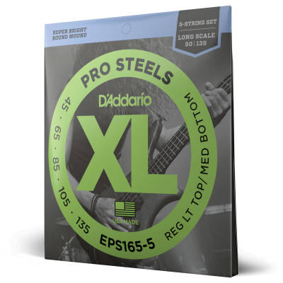 D'Addario EPS165-5 XL ProSteels Cordes pour guitare basse électrique 5 cordes 45-135