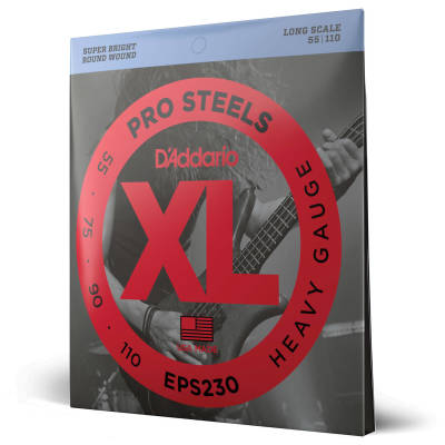 D'Addario EPS230 XL ProSteels Electric Bass Guitar Strings Long Scale 55-110