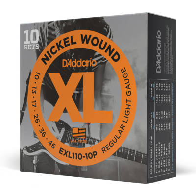 D'Addario EXL110-10P Nickel Wound Electric Guitar String Sets 10-Pack