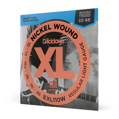 D'Addario EXL110W EXL Nickel Round Wound Electric Guitar Strings Regular Light Wound 3rd 10-46