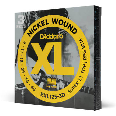 D'Addario EXL125-3D 3-Pack Nickel Wound Super Light Top Regular Bottom 09-46