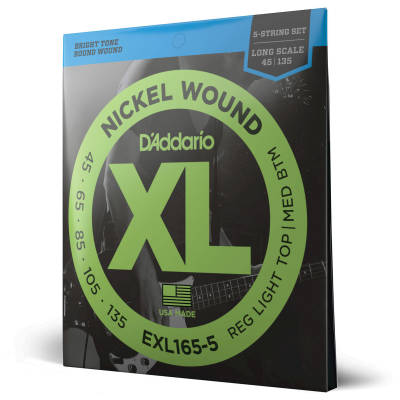 D'Addario EXL165-5 Nickel Wound Bass Guitar Strings (45-13)
