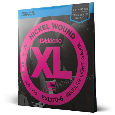 D'Addario EXL170-6 Nickel Round Wound 6-STRING LONG SCALE 32-130