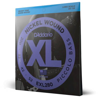 D'Addario Exl280 Nickel Wound Piccolo Bass Strings 20-52 Longue échelle Standard