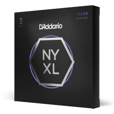 D'Addario NYXL1149 Nickel Wound Electric Guitar Strings - Medium 3 Pack