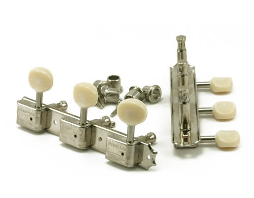 Kluson KD-3P-NP 3 Per Plate Nickel Oval Plastic Button Tuner Set