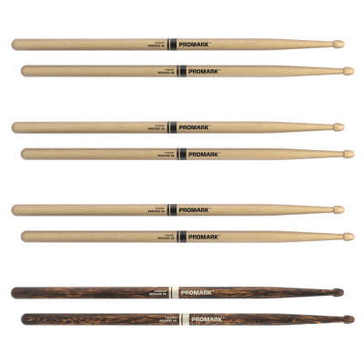 Pro-Mark RBH595AW-4PFG Baguettes en hickory 5B laquées à rebond - Paquet de 4