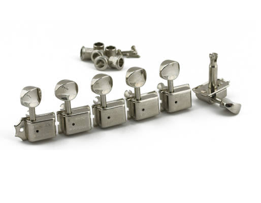Kluson KD-6B-NMDR L6 Tuner Set Oval Metal Buttons Double Line - Nickel