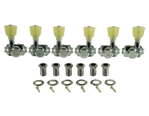 Kluson KRGL-3-CP Revolution Pearloid Locking 3+3 Chrome Tuner Set