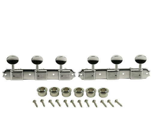 Kluson KD-3P-NM 3 Per Plate Metal Button Nickel Tuner Set