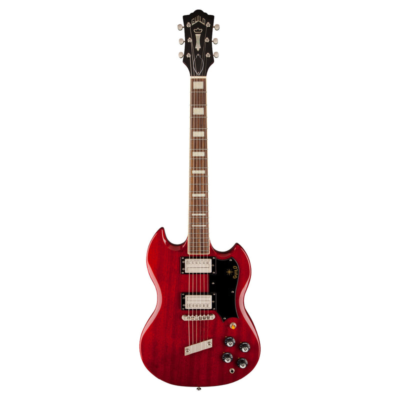Guild NEWARK S-100 Polara Guitare électrique double pan coupé avec humbuckers Guild - Rouge cerise